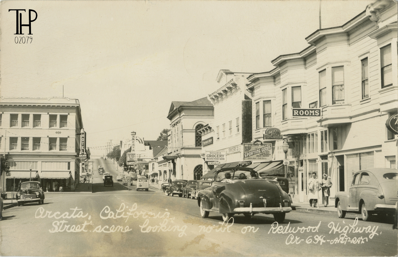 looking north up G St - Arcata - Redwood Highway - east side of plaza