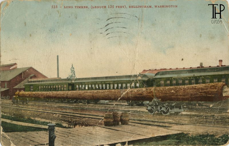 long log near railcars - Bellingham, Washingotn