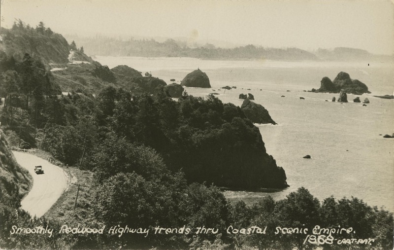 Smoothly Redwood Highway trends thru Coastal Scenic Empire - 1868-ART-RAY
