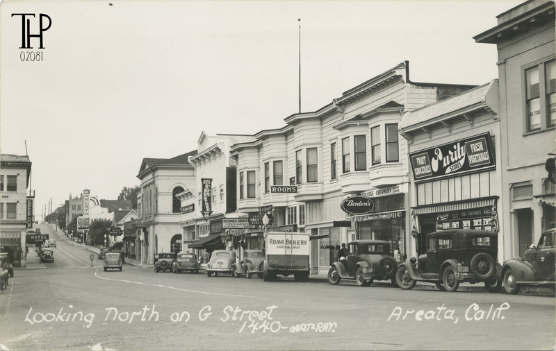 looking north up G St - Arcata - Redwood Highway - east side of plaza