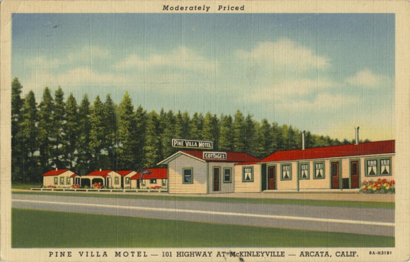 PINE VILLA MOTEL — 101 HIGHWAY AT McKINLEYVILLE - Curt Teich