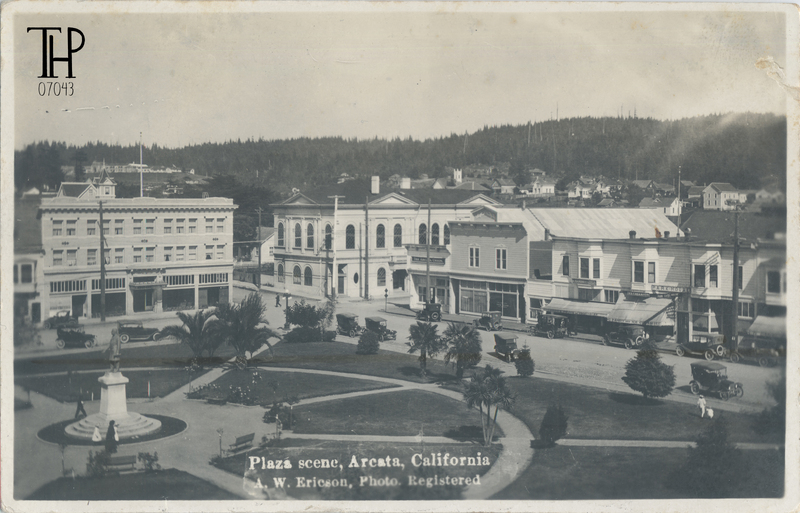 view of the Arcata Plaza from Jacoby Storehouse