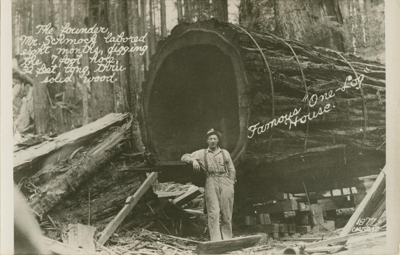 Famous ''One-Log'' House - The founder, Mr. Schmock labored eight months, diggin the 7 foot hole, 32 feet long, thru solid wood