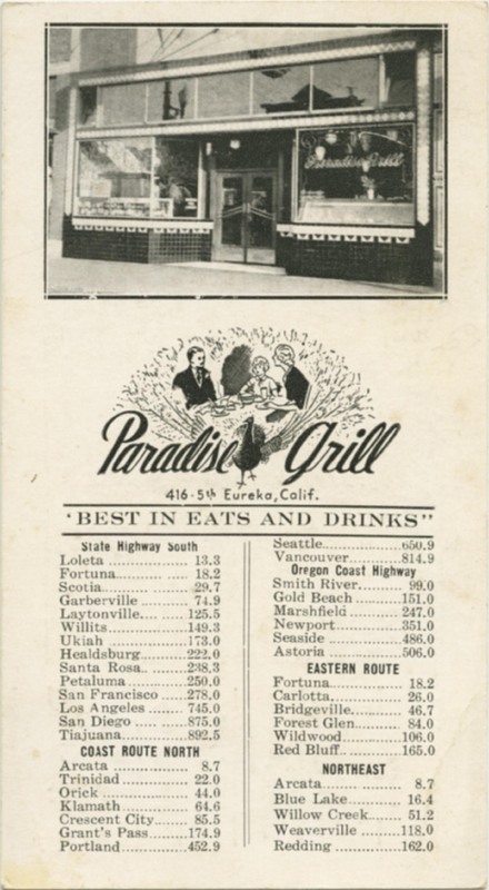 Paradise Grill Advertisement - 416 5th St Eureka