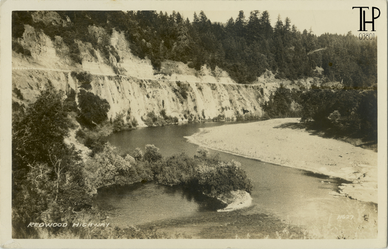 view looking south on old Redwood Highway between Redway and Garberville