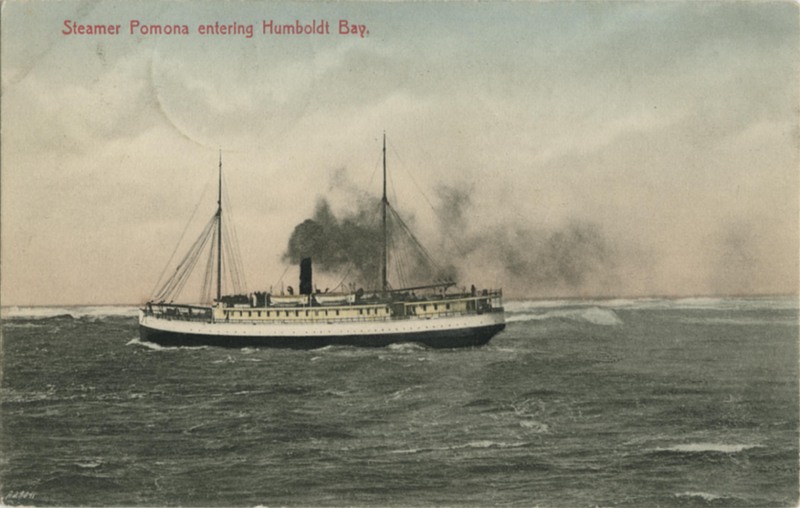 Steamer Pomona entering Humboldt Bay - C.O. Lincoln & Co