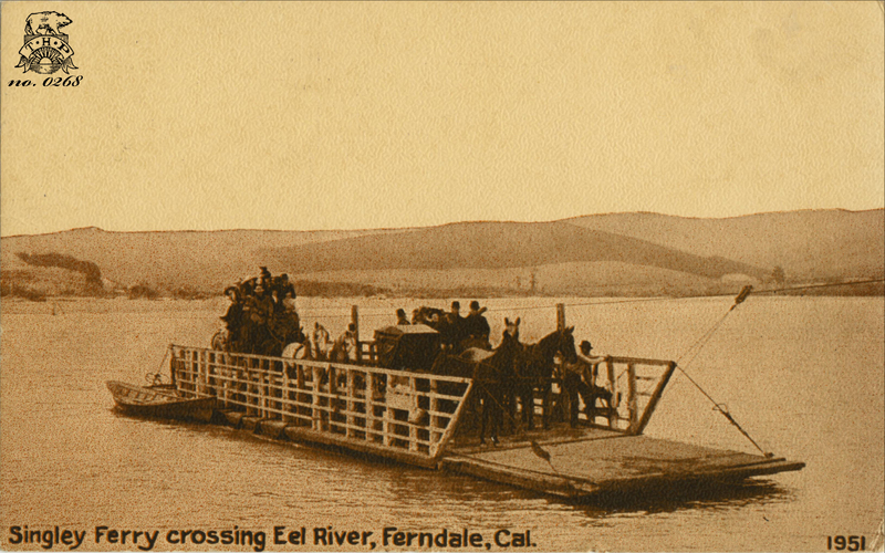 Singley Ferry crossing Eel River, Ferndale, Cal. #1951